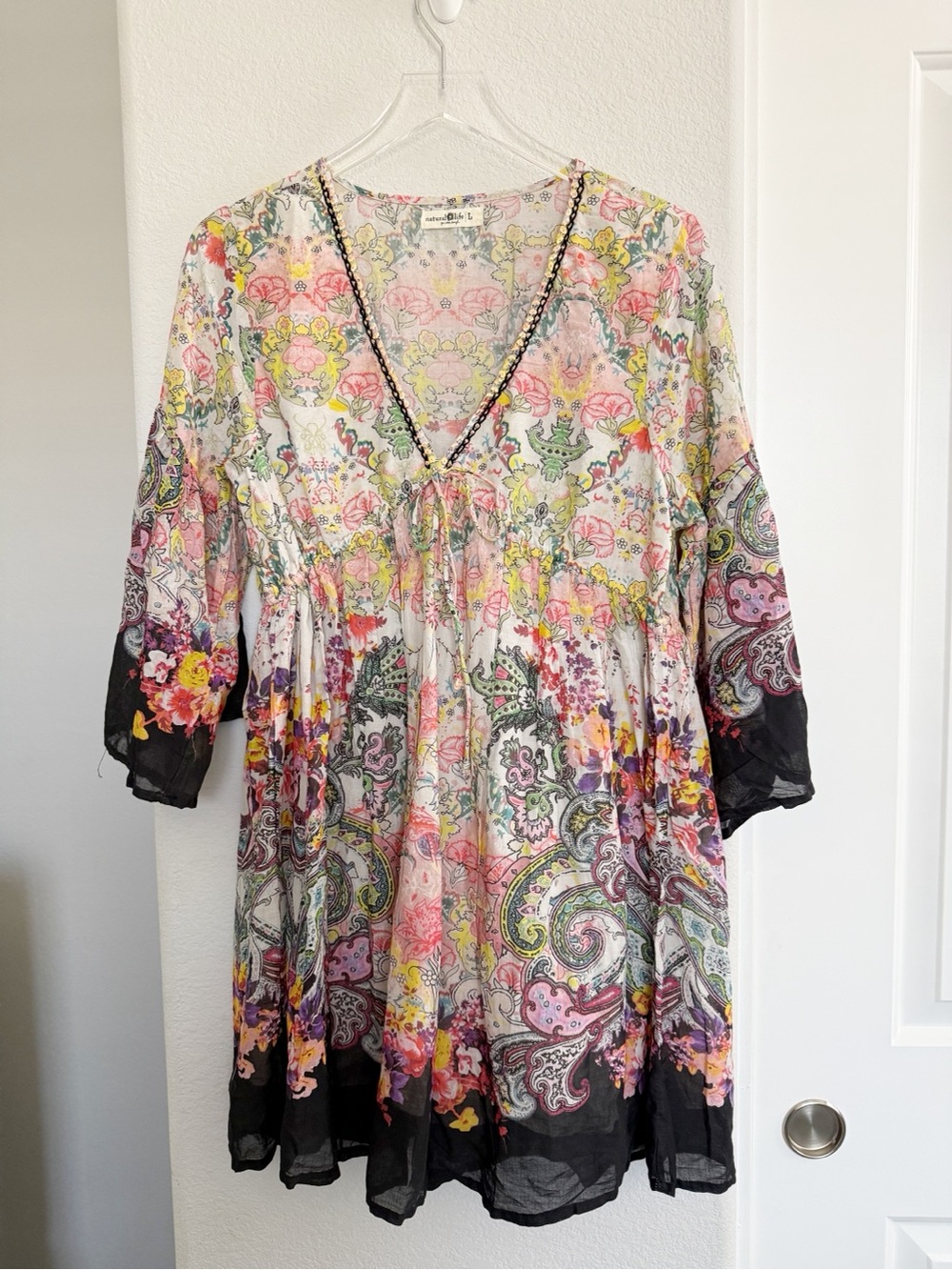 Natural Life Isabella Mini Dress Black Multicolored Paisley - Picture 2 of 9
